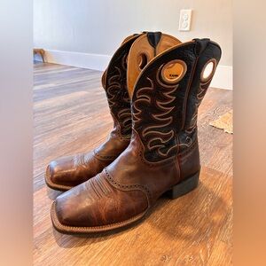 Rank45 Men's Black and Brown Western Boots square toe men’s size 13